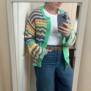 Multicolour crochet knit cardigan